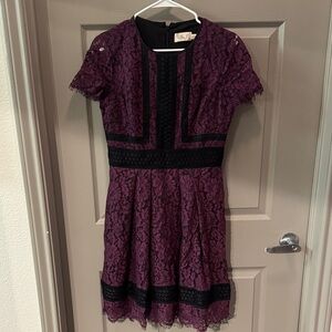 Eliza J Deep Purple Lace Dress with Black Details